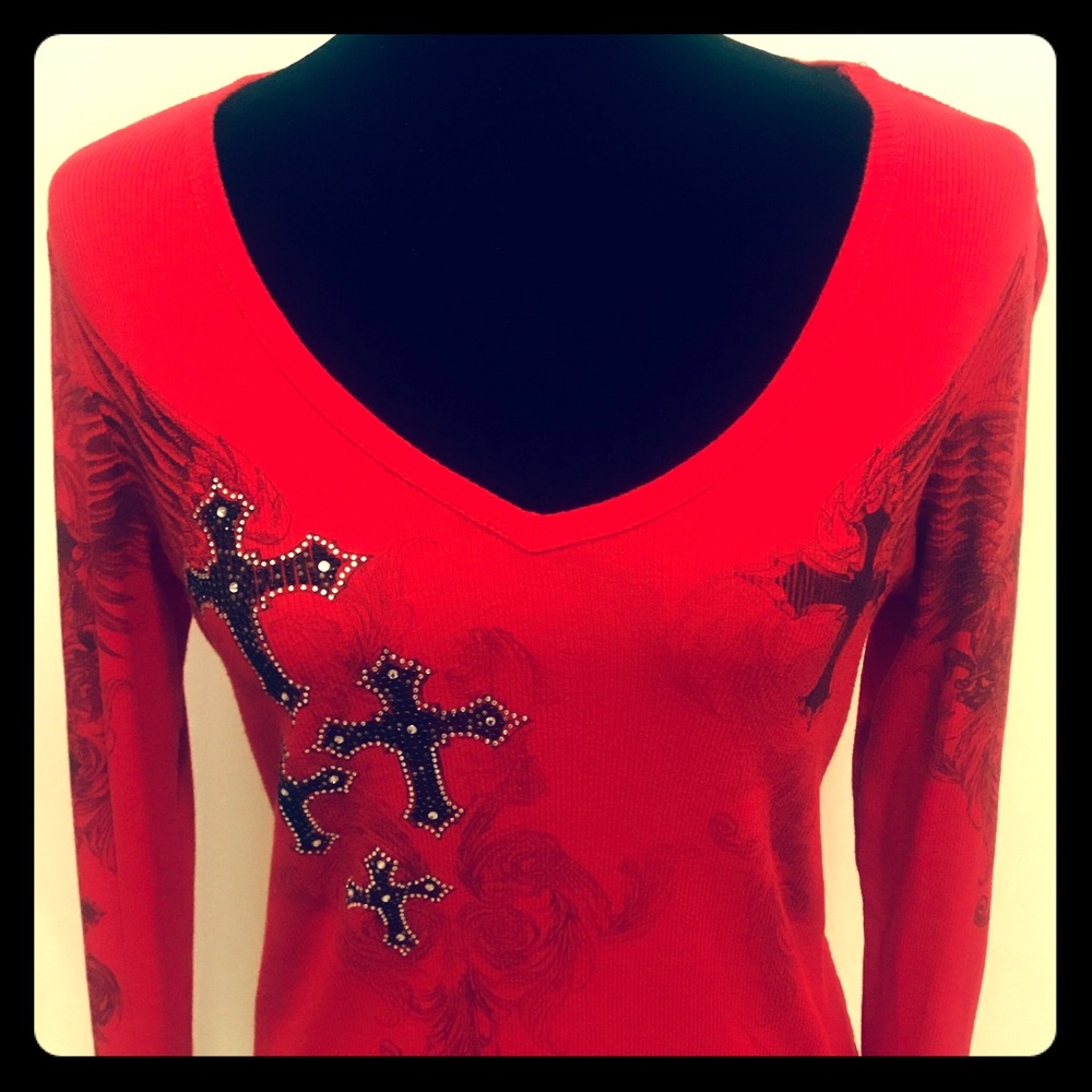 Angelic Red Ribbed Shirt